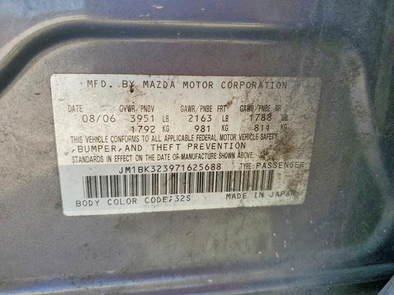 Продаж на аукціоні авто 2007 Mazda 3, vin: JM1BK323971625688, номер лоту: 66778196