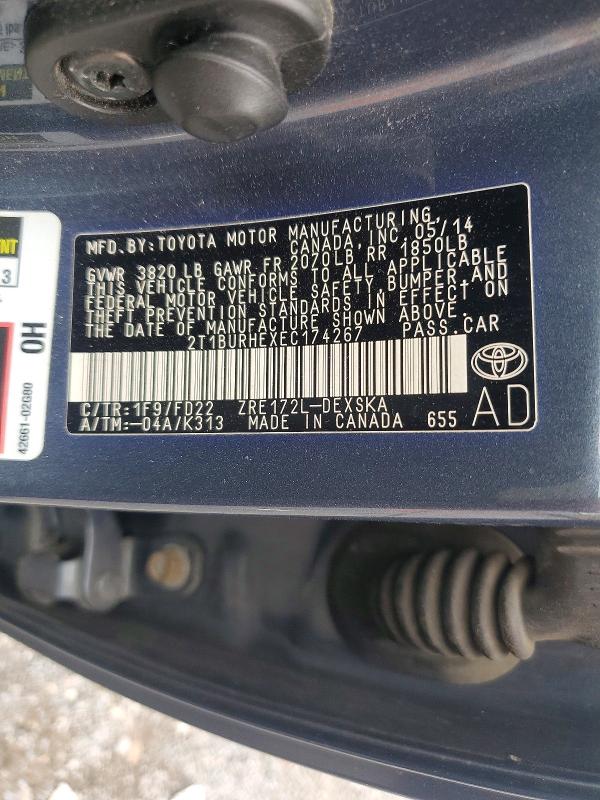 Продаж на аукціоні авто 2014 Toyota Corolla, vin: 2T1BURHEXEC174267, номер лоту: 70979246