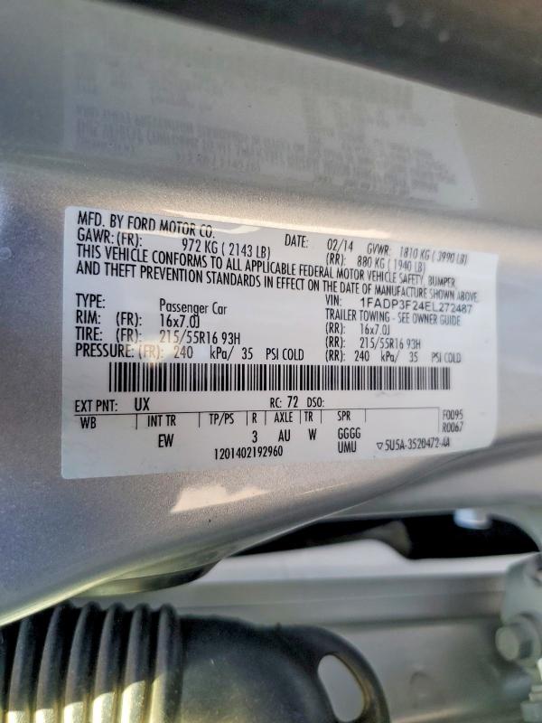 Продажа на аукционе авто 2014 Ford Focus, vin: 1FADP3F24EL272487, номер лота: 69573276