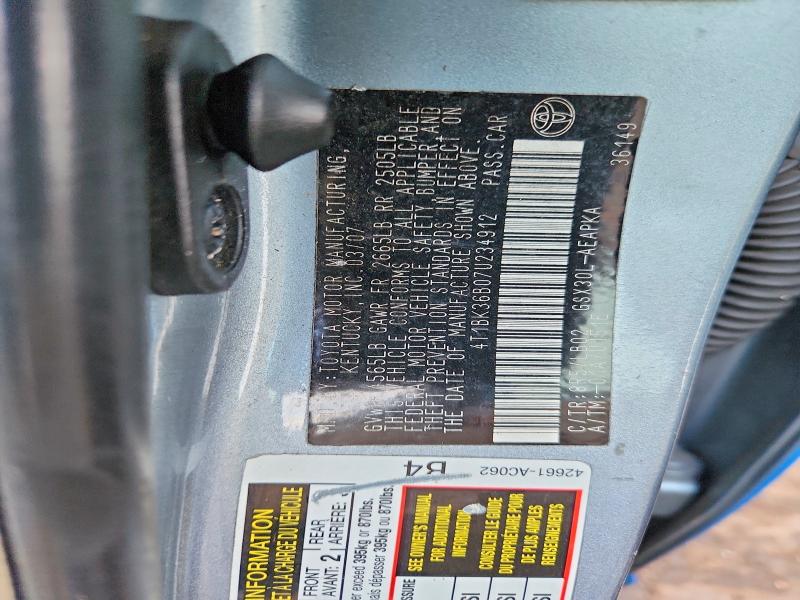 69114086 :رقم المزاد ، 4T1BK36B07U234912 vin ، 2007 Toyota Avalon مزاد بيع