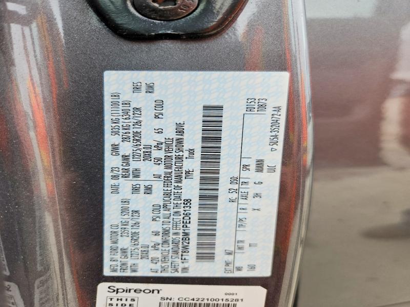 2023 Ford F250 მანქანა იყიდება აუქციონზე, vin: 1FT8W2BM1PED61358, აუქციონის ნომერი: 70850946