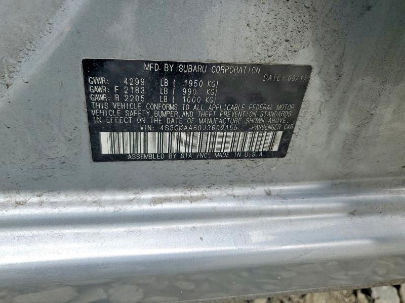 2018 Subaru Impreza მანქანა იყიდება აუქციონზე, vin: 4S3GKAA60J3602155, აუქციონის ნომერი: 68616236