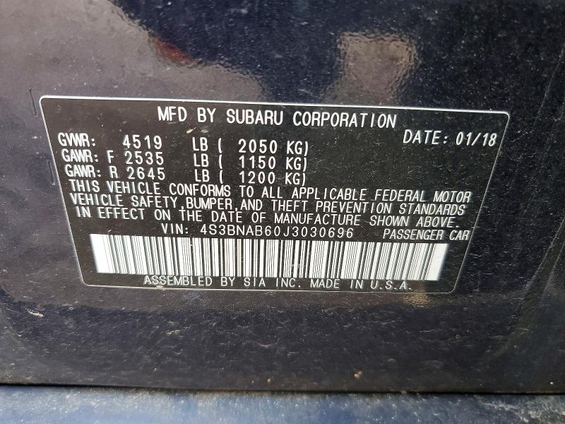 69337226 :رقم المزاد ، 4S3BNAB60J3030696 vin ، 2018 Subaru Legacy مزاد بيع