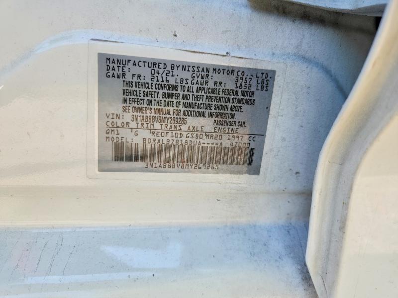 Продаж на аукціоні авто 2021 Nissan Sentra, vin: 3N1AB8BV8MY269285, номер лоту: 69401256