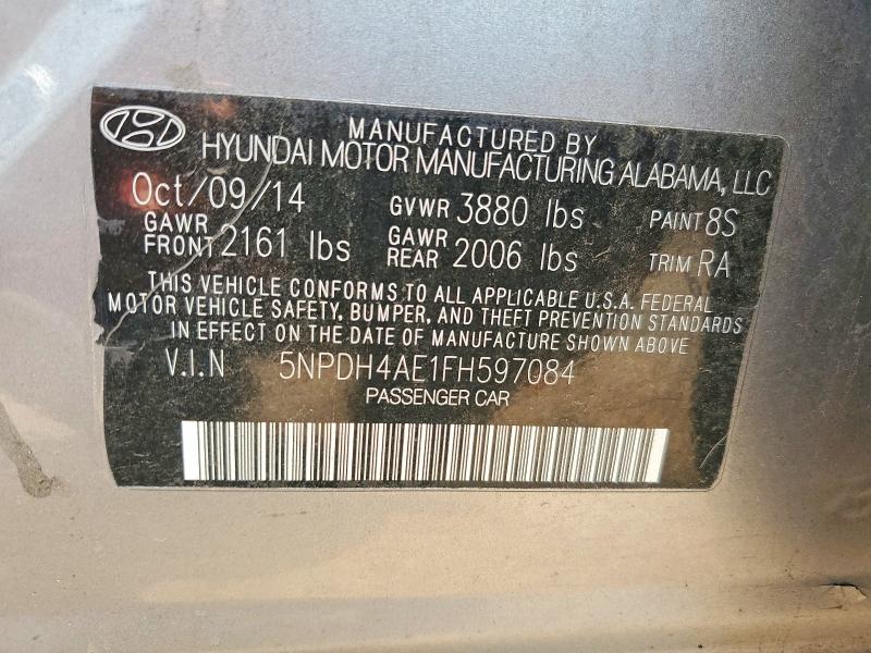 Aukcja sprzedaży 2015 Hyundai Elantra, vin: 5NPDH4AE1FH597084, numer aukcji: 69716496