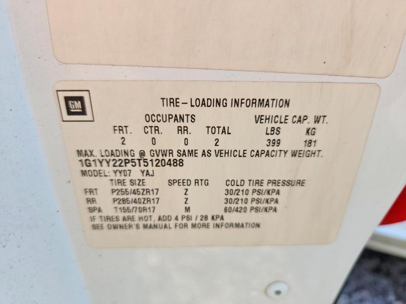 1996 Chevrolet Corvette მანქანა იყიდება აუქციონზე, vin: 1G1YY22P5T5120488, აუქციონის ნომერი: 69445186