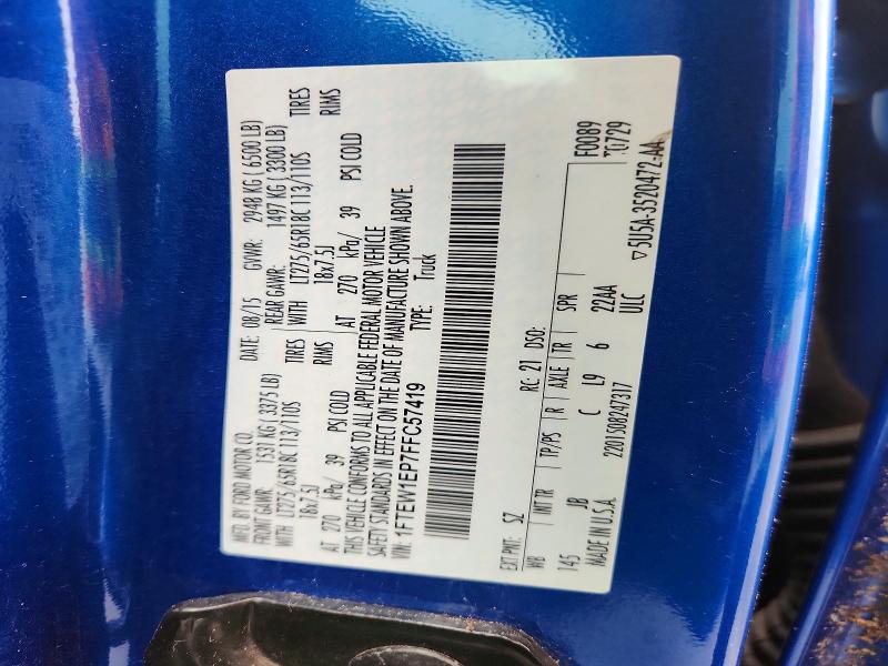 2015 Ford F150 მანქანა იყიდება აუქციონზე, vin: 1FTEW1EP7FFC57419, აუქციონის ნომერი: 70367536