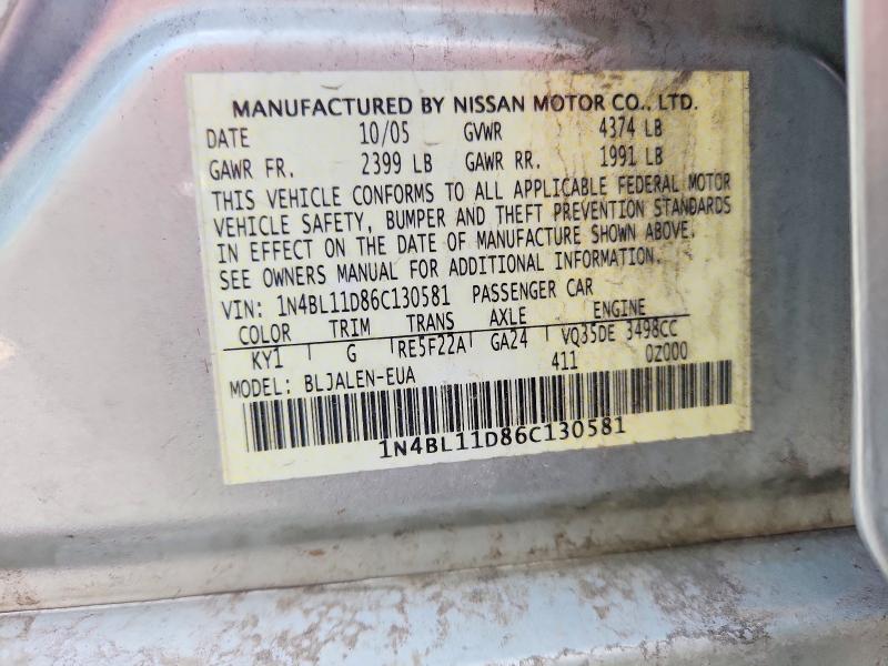 68755336 :رقم المزاد ، 1N4BL11D86C130581 vin ، 2006 Nissan Altima مزاد بيع