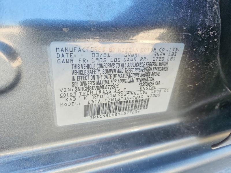 Продаж на аукціоні авто 2021 Nissan Versa, vin: 3N1CN8EV8ML877204, номер лоту: 67705216