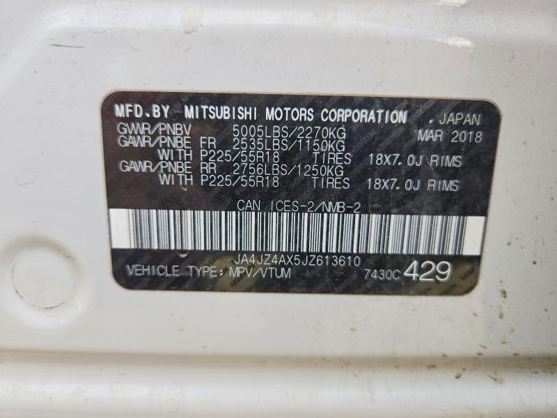 69936866 :رقم المزاد ، JA4JZ4AX5JZ613610 vin ، 2018 Mitsubishi Outlander مزاد بيع