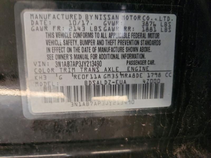 Aukcja sprzedaży 2018 Nissan Sentra, vin: 3N1AB7AP3JY213490, numer aukcji: 69971136