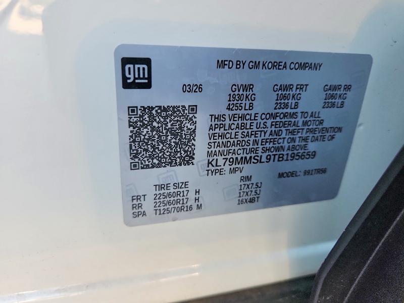 Aukcja sprzedaży 2026 Chevrolet Trailblazer, vin: KL79MMSL9TB195659, numer aukcji: 69584696