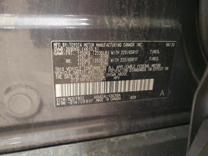 2020 Toyota Rav4 მანქანა იყიდება აუქციონზე, vin: 2T3F1RFV7LC111970, აუქციონის ნომერი: 68668346