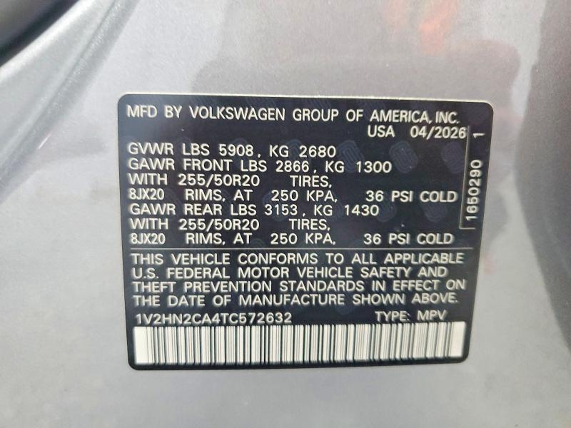 Aukcja sprzedaży 2026 Volkswagen Atlas, vin: 1V2HN2CA4TC572632, numer aukcji: 68987226