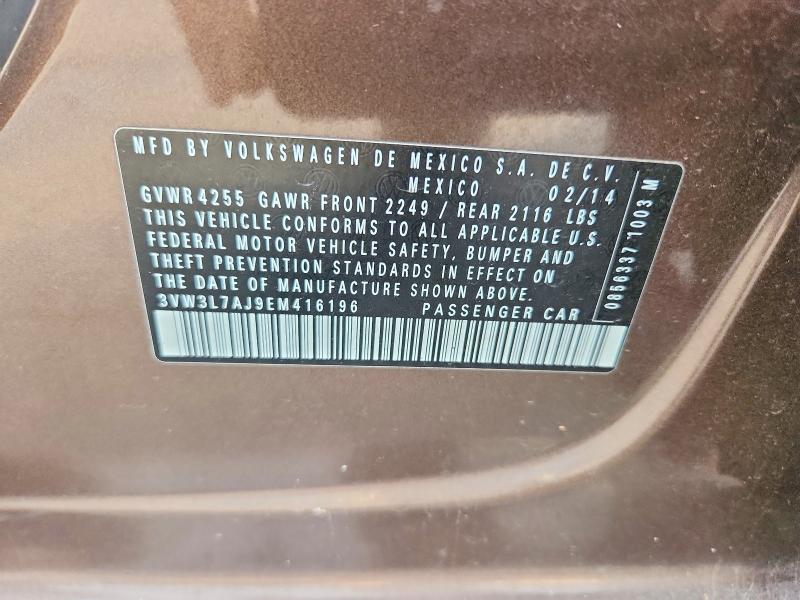 2014 Volkswagen Jetta მანქანა იყიდება აუქციონზე, vin: 3VW3L7AJ9EM416196, აუქციონის ნომერი: 71067816