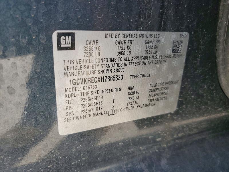 68386056 :رقم المزاد ، 1GCVKRECXHZ365333 vin ، 2017 Chevrolet Silverado مزاد بيع