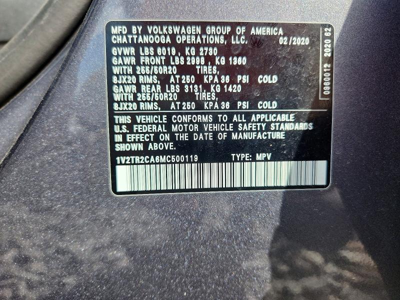 2021 Volkswagen Atlas მანქანა იყიდება აუქციონზე, vin: 1V2TR2CA6MC500119, აუქციონის ნომერი: 68826636