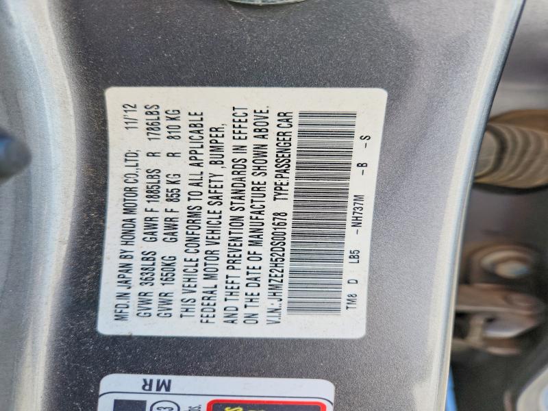 Продажа на аукционе авто 2013 Honda Insight, vin: JHMZE2H52DS001678, номер лота: 69632086
