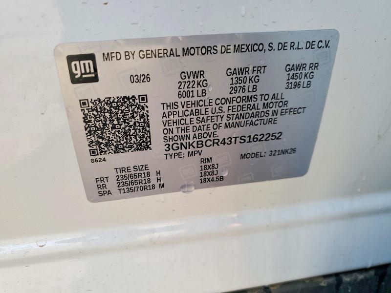 Продаж на аукціоні авто 2026 Chevrolet Blazer, vin: 3GNKBCR43TS162252, номер лоту: 68232596