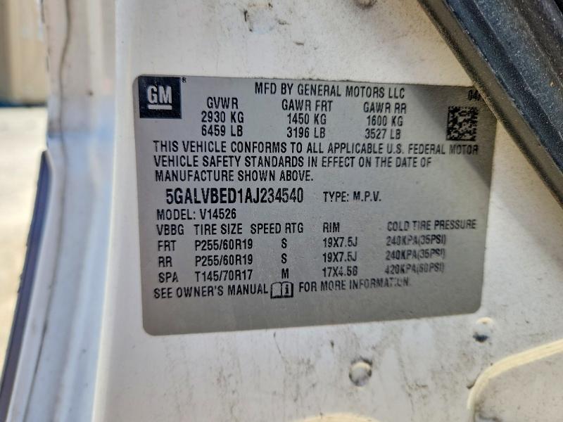 67737816 :رقم المزاد ، 5GALVBED1AJ234540 vin ، 2010 Buick Enclave مزاد بيع