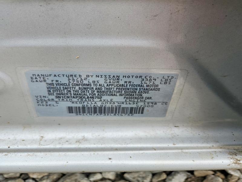Aukcja sprzedaży 2013 Nissan Versa, vin: 3N1CN7AP3DL846752, numer aukcji: 67725926
