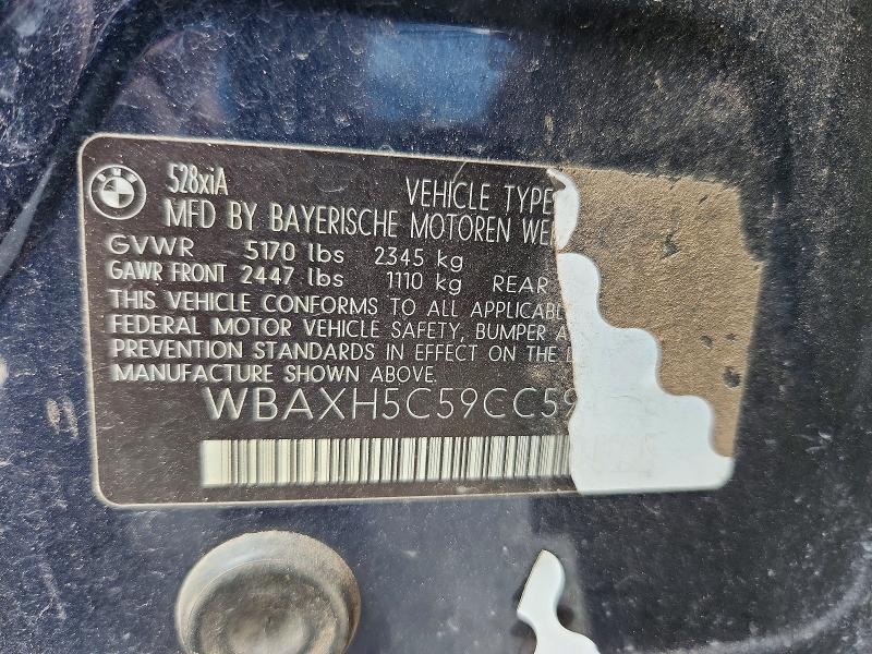67838896 :رقم المزاد ، WBAXH5C59CC594938 vin ، 2012 Bmw 528 مزاد بيع