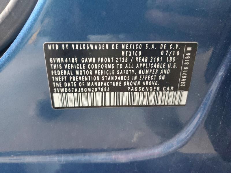 67215156 :رقم المزاد ، 3VWD67AJ9GM207894 vin ، 2016 Volkswagen Jetta مزاد بيع