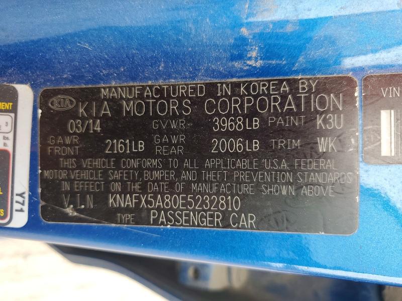 69372996 :رقم المزاد ، KNAFX5A80E5232810 vin ، 2014 Kia Forte مزاد بيع