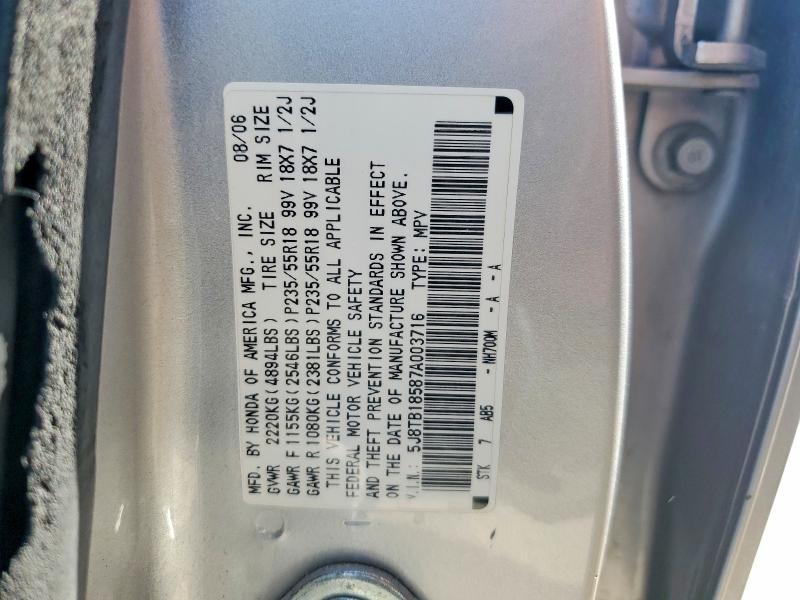 70486986 :رقم المزاد ، 5J8TB18587A003716 vin ، 2007 Acura Rdx مزاد بيع