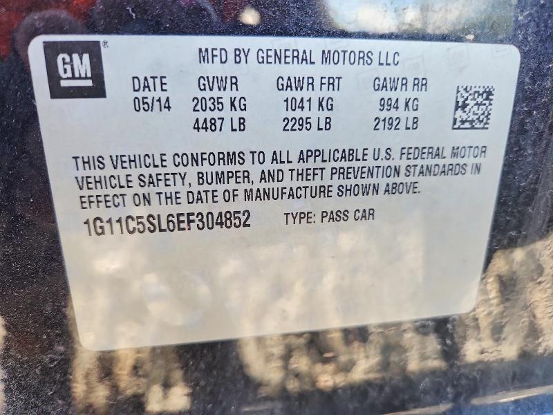 70529066 :رقم المزاد ، 1G11C5SL6EF304852 vin ، 2014 Chevrolet Malibu مزاد بيع