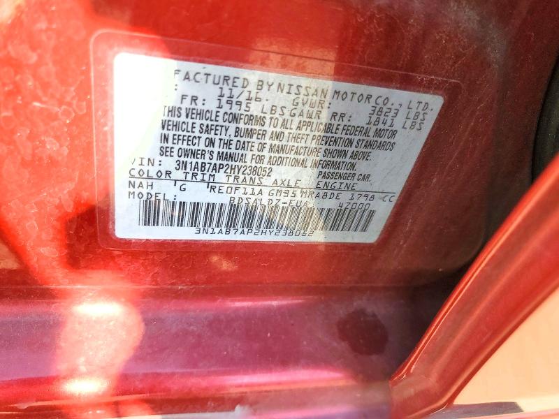 Продажа на аукционе авто 2017 Nissan Sentra, vin: 3N1AB7AP2HY238052, номер лота: 68627556