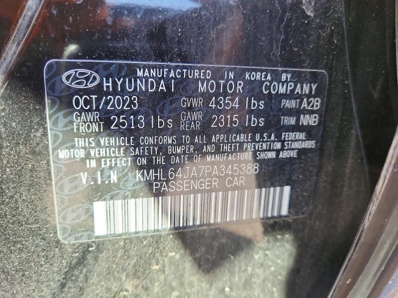 2023 Hyundai Sonata მანქანა იყიდება აუქციონზე, vin: KMHL64JA7PA345388, აუქციონის ნომერი: 68852636