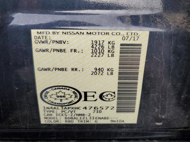 2017 Nissan Altima მანქანა იყიდება აუქციონზე, vin: 1N4AL3APXHC476572, აუქციონის ნომერი: 68855116