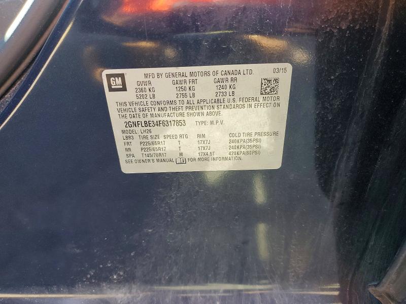 Aukcja sprzedaży 2015 Chevrolet Equinox, vin: 2GNFLBE34F6317853, numer aukcji: 69718996