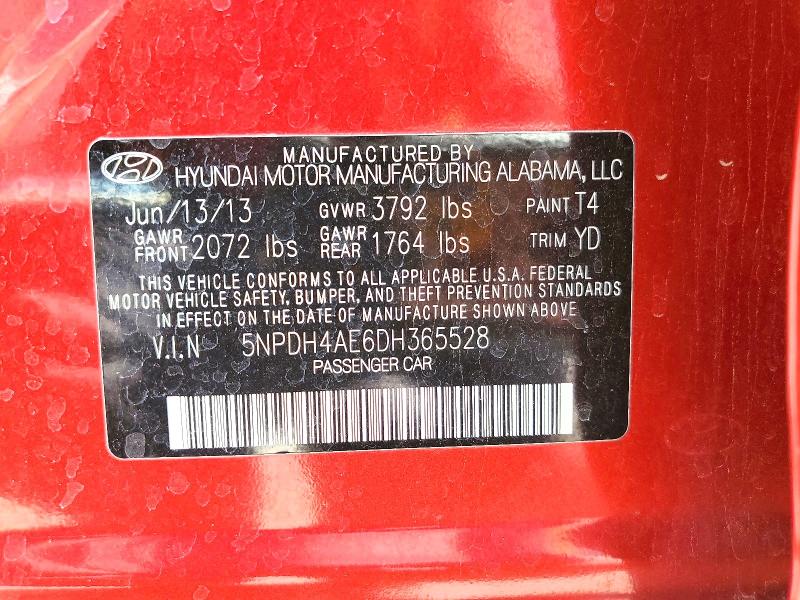 Продаж на аукціоні авто 2013 Hyundai Elantra, vin: 5NPDH4AE6DH365528, номер лоту: 69136836