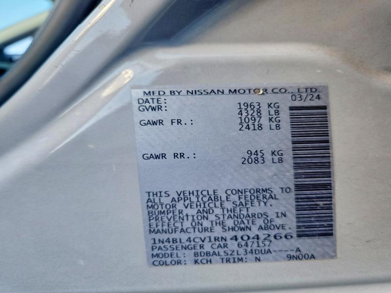 68227436 :رقم المزاد ، 1N4BL4CV1RN404266 vin ، 2024 Nissan Altima مزاد بيع