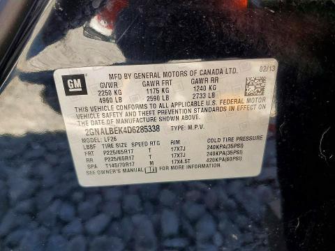 Продаж на аукціоні авто 2013 Chevrolet Equinox, vin: 2GNALBEK4D6285338, номер лоту: 69394446