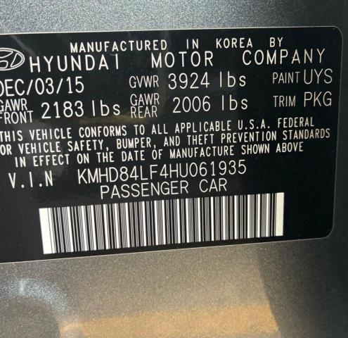 69928236 :رقم المزاد ، KMHD84LF4HU061935 vin ، 2017 Hyundai Elantra مزاد بيع