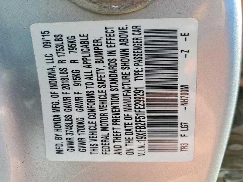 69733556 :رقم المزاد ، 19XFB2F51FE299291 vin ، 2015 Honda Civic مزاد بيع