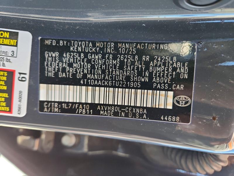 Продажа на аукционе авто 2026 Toyota Camry, vin: 4T1DAACK6TU221905, номер лота: 68659906