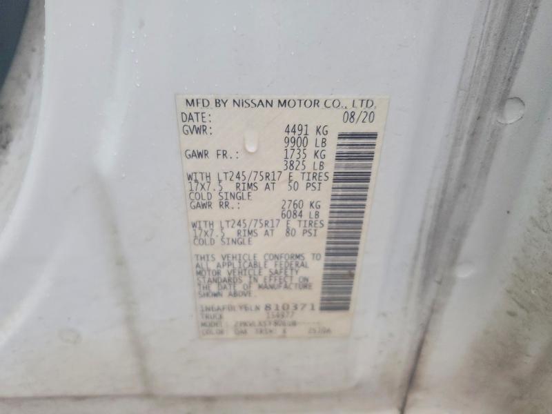 Aukcja sprzedaży 2020 Nissan Nv2500/3, vin: 1N6AF0LY6LN810371, numer aukcji: 70715476
