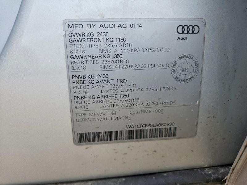 Продаж на аукціоні авто 2014 Audi Q5, vin: WA1CFCFP9EA080590, номер лоту: 66412216