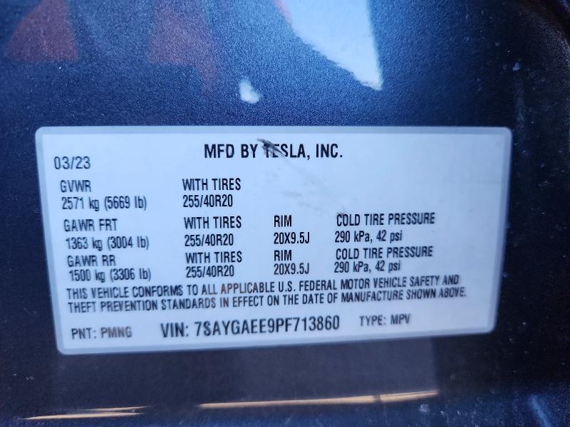 Продаж на аукціоні авто 2023 Tesla Model Y, vin: 7SAYGAEE9PF713860, номер лоту: 70185706