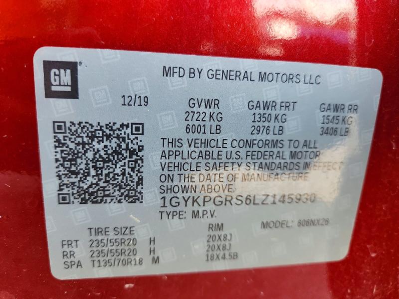 2020 Cadillac Xt6 მანქანა იყიდება აუქციონზე, vin: 1GYKPGRS6LZ145930, აუქციონის ნომერი: 69756486