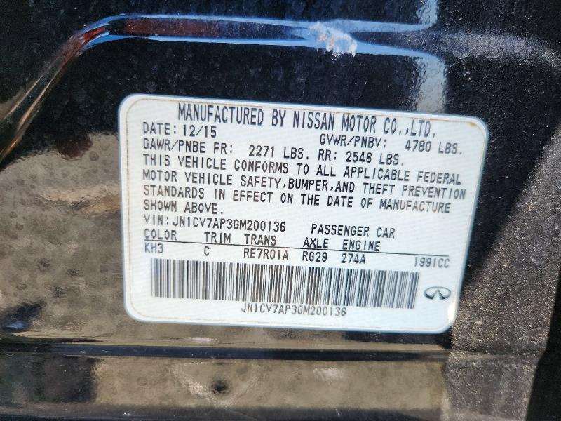 Aukcja sprzedaży 2016 Infiniti Q50, vin: JN1CV7AP3GM200136, numer aukcji: 66594086