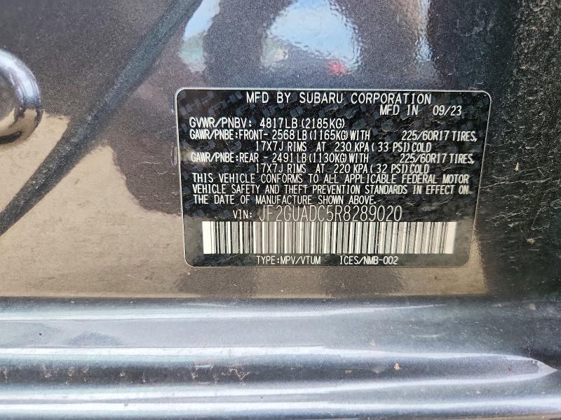 2024 Subaru Crosstrek მანქანა იყიდება აუქციონზე, vin: JF2GUADC5R8289020, აუქციონის ნომერი: 69294806