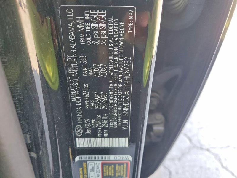 67437996 :رقم المزاد ، 5NMJB3AE1NH087232 vin ، 2022 Hyundai Tucson مزاد بيع