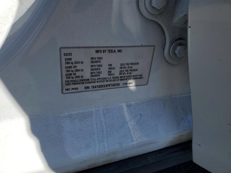 Auction sale of the 2023 Tesla Model Y, vin: 7SAYGDEEXPF740759, lot number: 68198186