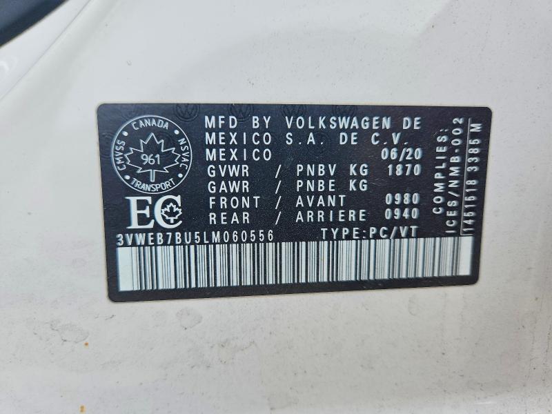 Продаж на аукціоні авто 2020 Volkswagen Jetta, vin: 3VWEB7BU5LM060556, номер лоту: 69090826