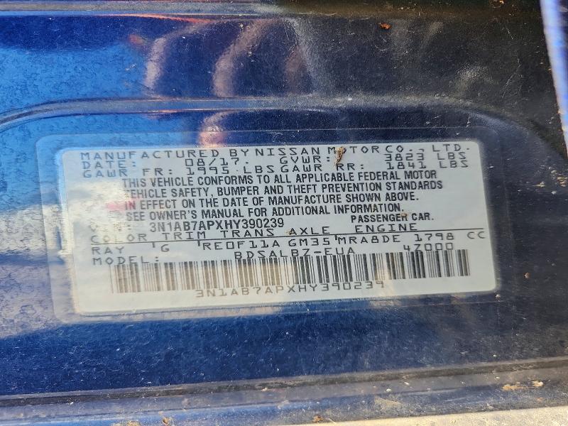 Aukcja sprzedaży 2017 Nissan Sentra, vin: 3N1AB7APXHY390239, numer aukcji: 70956026